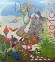 Gemälde Simon Ammann Skispringer Joseph Küttel