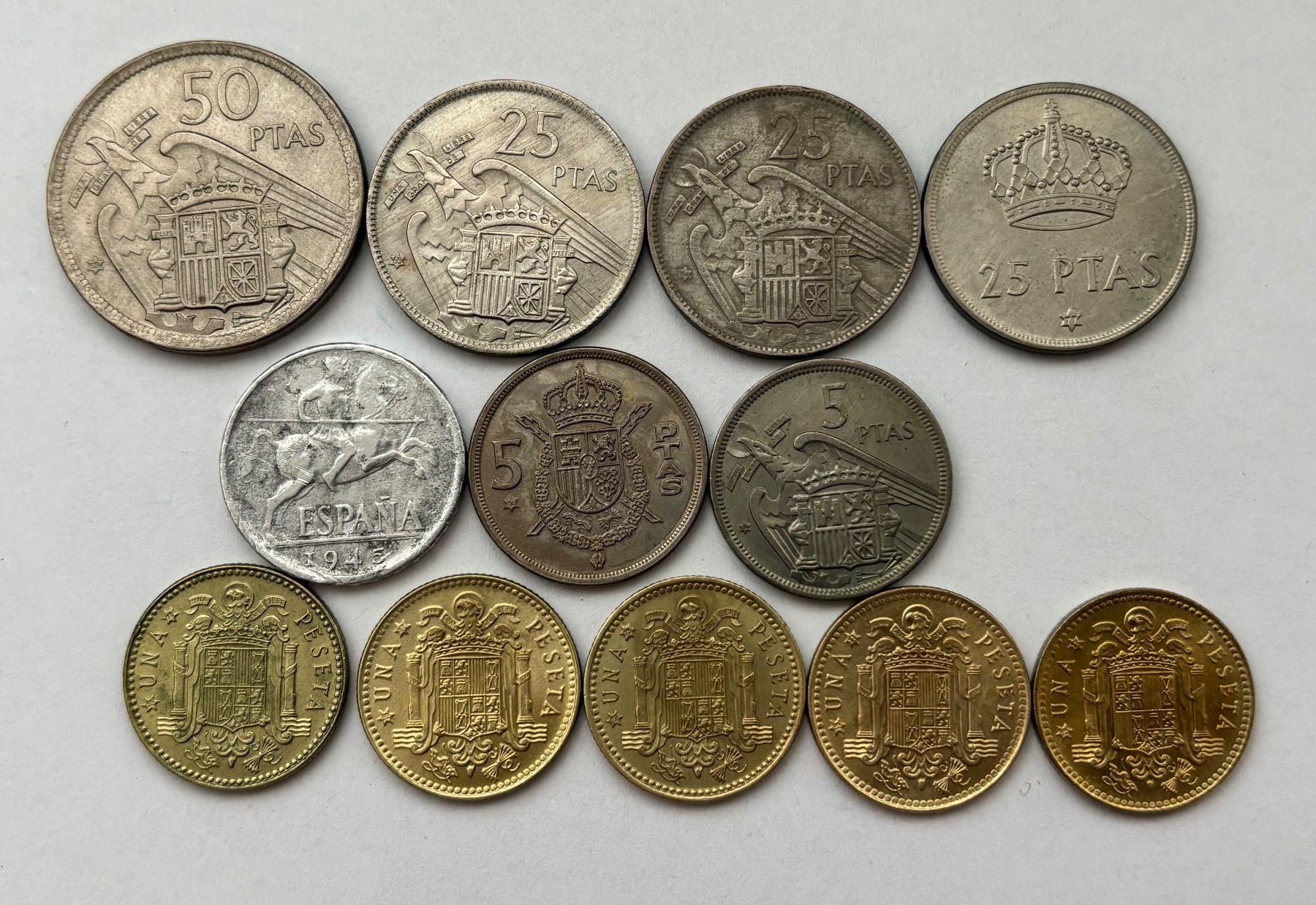 Alle Münzen: Lot. 12 Münzen Spanien 1945-1977 – Gebraucht aus Esslingen von Danielp