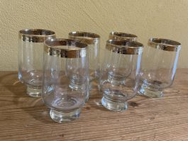 6 Gläser mit Goldrand