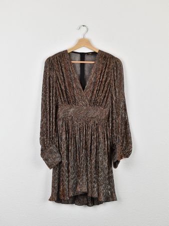 Maje Kleid, Gr.34, Lurex, Kupfer/Silber Metallic