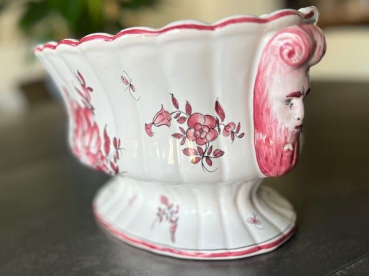 Vasi & Recipienti: Jardinière en faïence finement décorée de fleurs polychromes – Usato da Nyon venduto da stylevintage79 1