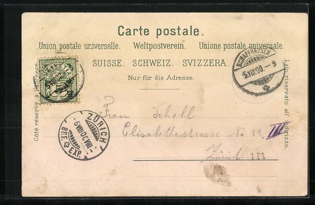 Cartes postales: Litho Schaffhausen, Rheinfall, Oberstadt – D'occasion à Berlin par bartko-reher 1