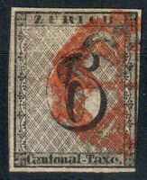 ALTSCHWEIZ «Zürich 6, seltene DOPPEL-ENTWERTUNG»