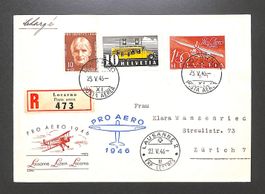 1946 Flugpost F41 Einschreiben illustriert LOCARNO- Lausanne
