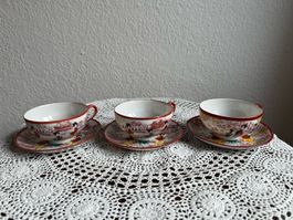 3 Tassen mit Unterteller China