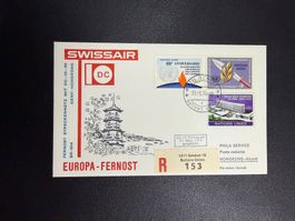 Swissair Erstflugbrief Genf - Hongkong ab UNO 1974