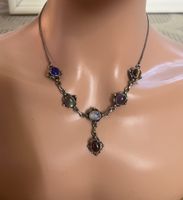 Vintage Boho Collier 800 Silber Halbedelsteine