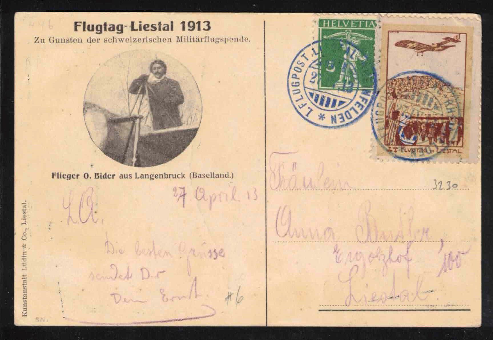 Tutti i francobolli: 1913, Flugpost Vorläufer Liestal auf Karte – Nuovo (secondo la descrizione) da Nuglar venduto da Stamp88
