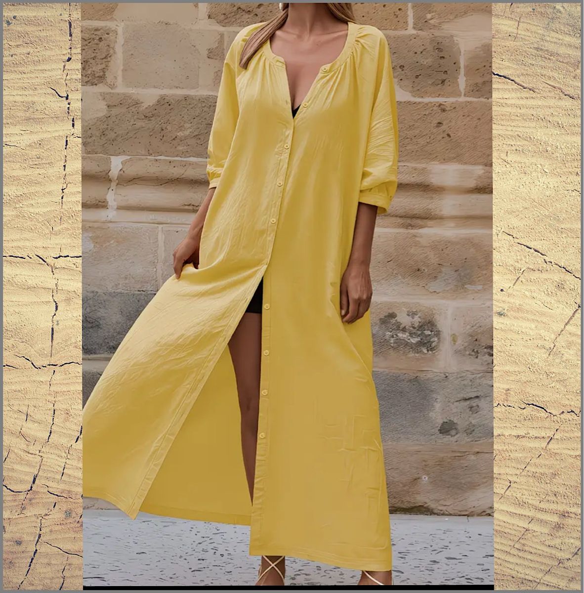 Vestiti: Robe jaune taille L 80% lin 20% viscose  – Nuovo e nell'imballaggio originale da Biel/Bienne venduto da orange1