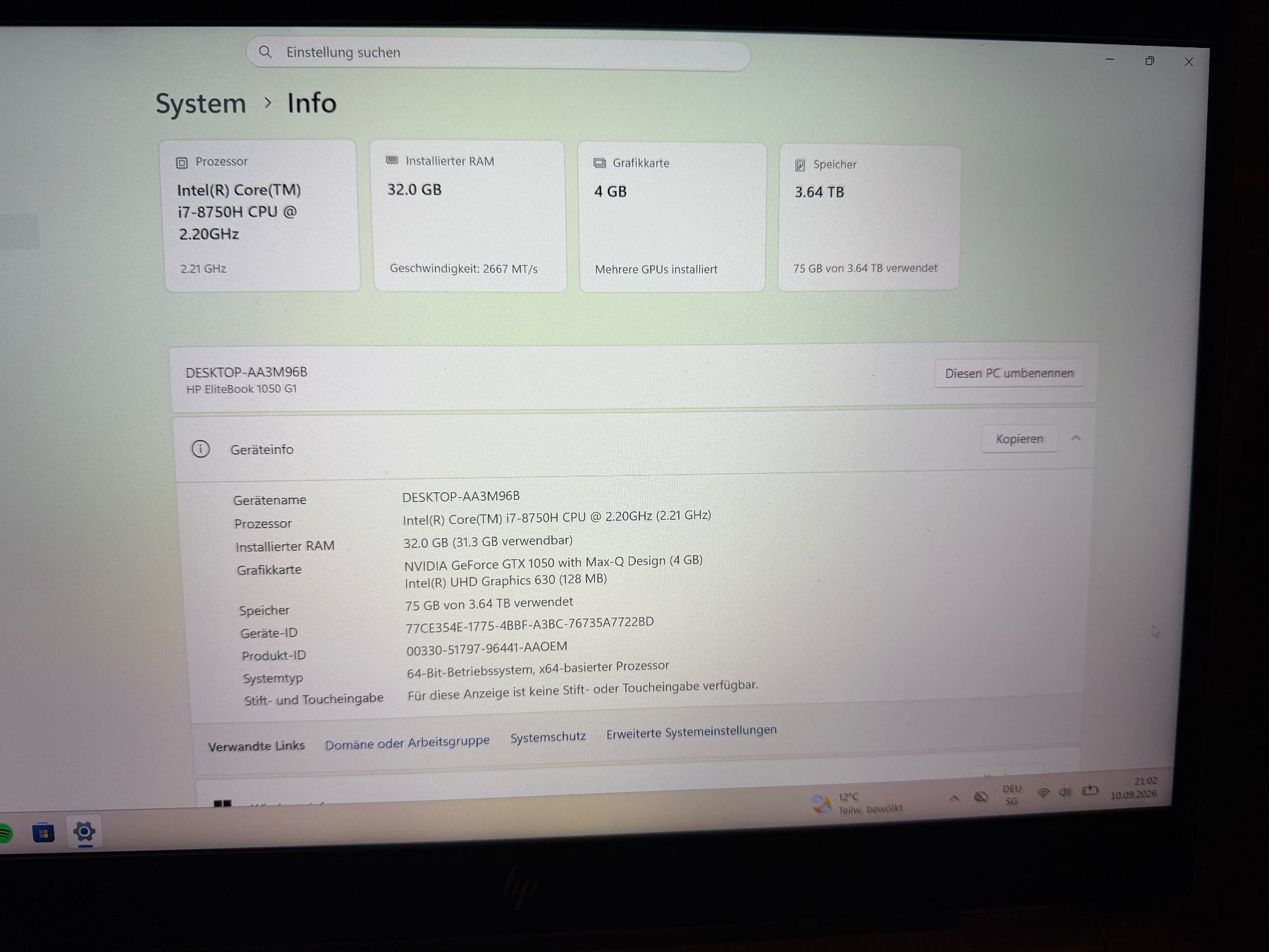 Hewlett Packard Notebook: HP Elitebook 1050 G1 – Usato da Oberbalm venduto da gtax11 5