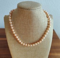 Süsswasserperle Kette, 8mm, apricot