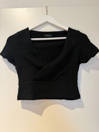 Schickes Even&Odd Crop T-Shirt, Grösse S, Schwarz