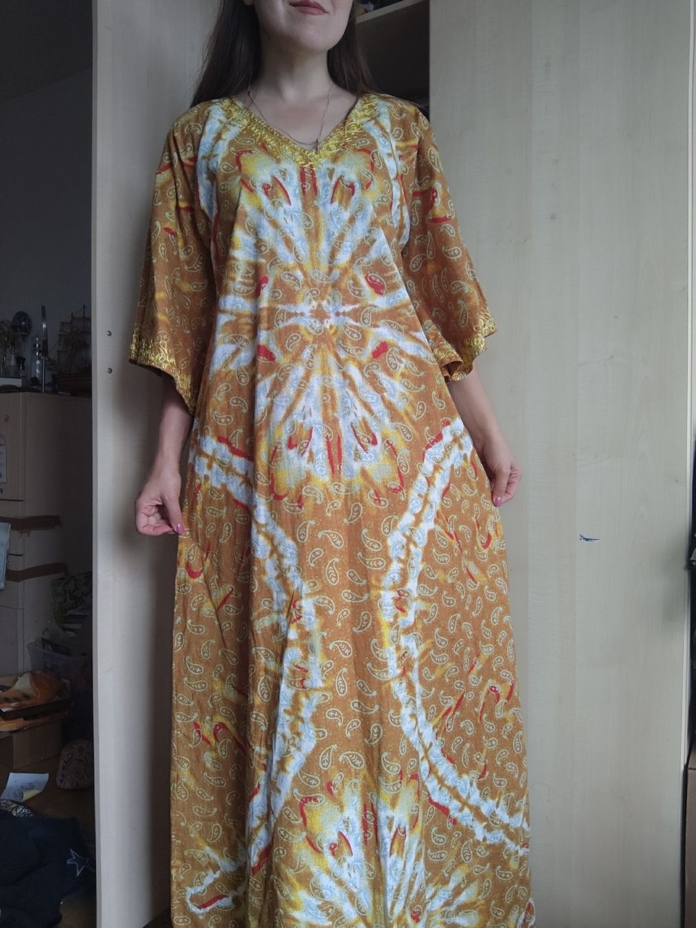 Vestiti: Maxikleid Orange, Boho Folklore, Ethno Afrika – Usato da Mägenwil venduto da VintageGirly 4