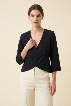 Vintage Alchieri Veste Noire Croisée T. M