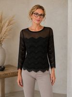 CLAUDIE PIERLOT | blouse noire dentelle soirée chic | M