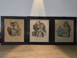 3 Litho Louis Leopold Boilly HIVER BOSSUS BAUME d'ACIER