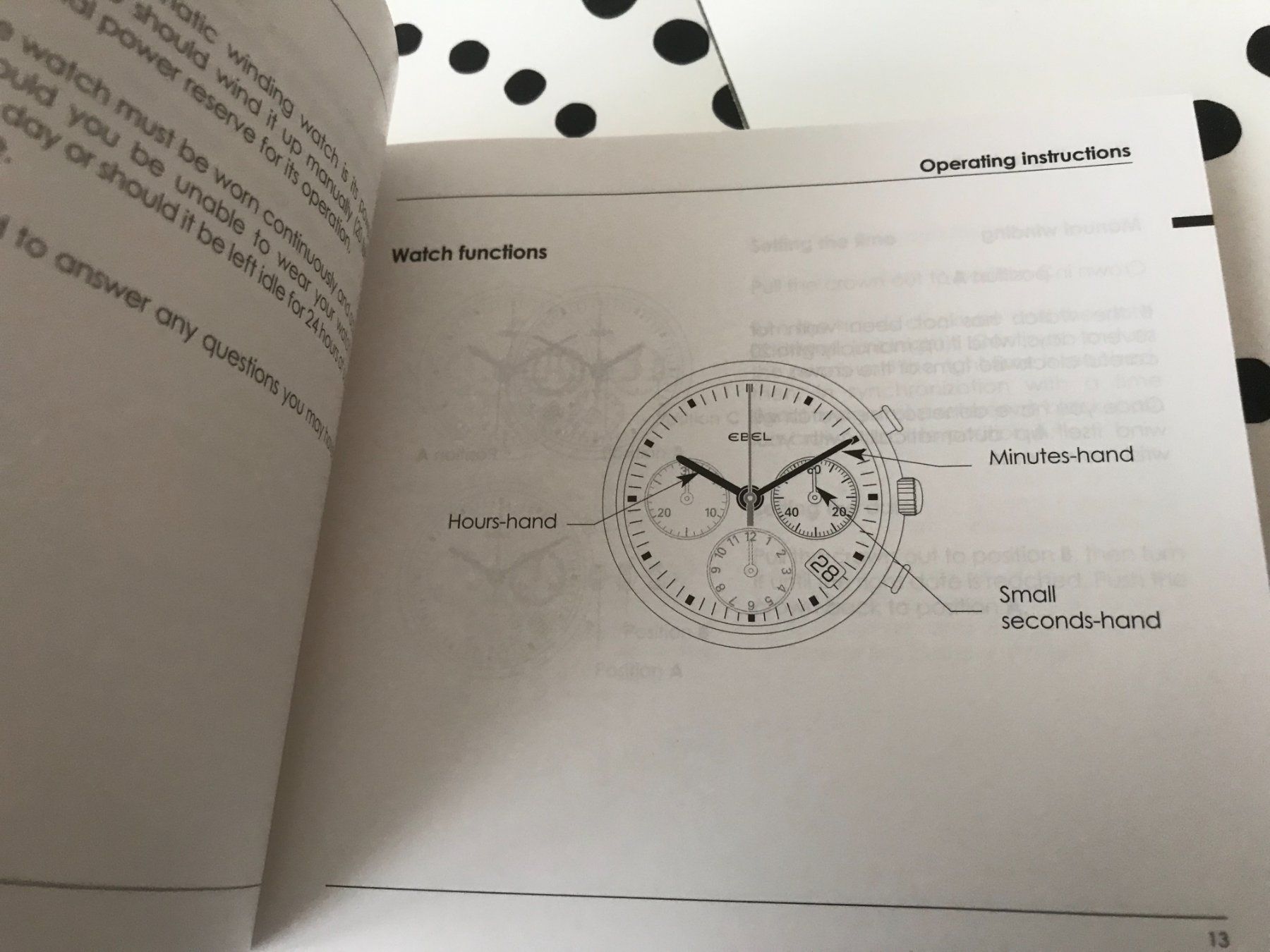 Documenti: EBEL - AUTOMATIC CHRONOGRAPH - OPERATING INSTRUCTIONS – Usato da Epalinges venduto da watchforyou 3