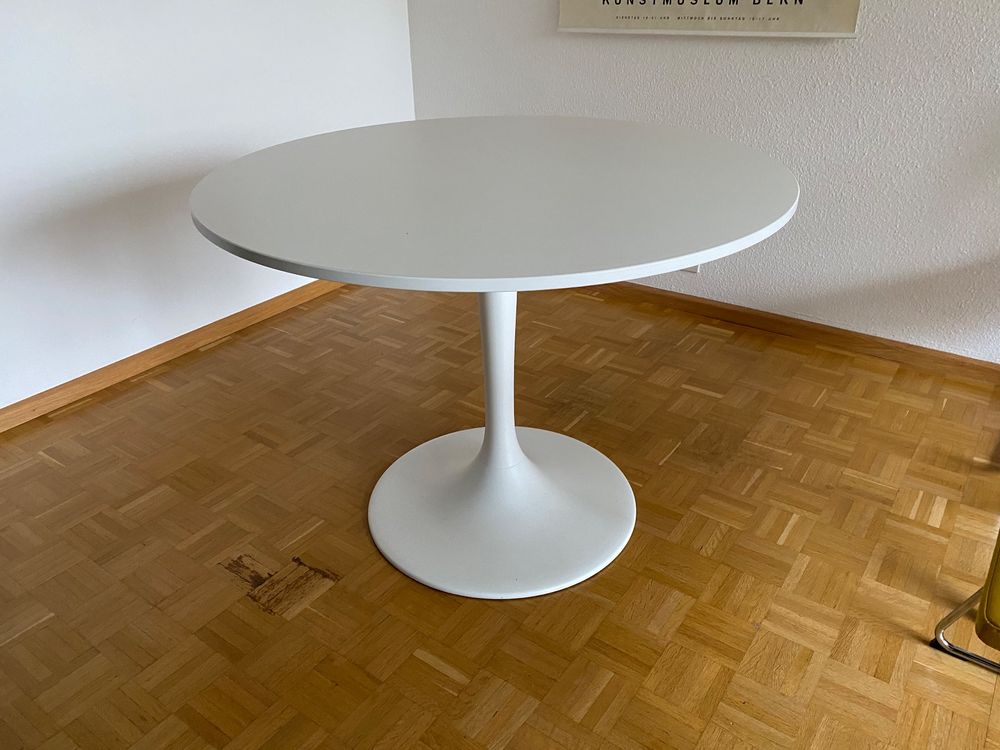 Tulip Tisch, Ikea Docksta, weiss, 103cm, rund