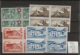 timbre B30 à B33 ** Pro Patria 1946 bloc de 4