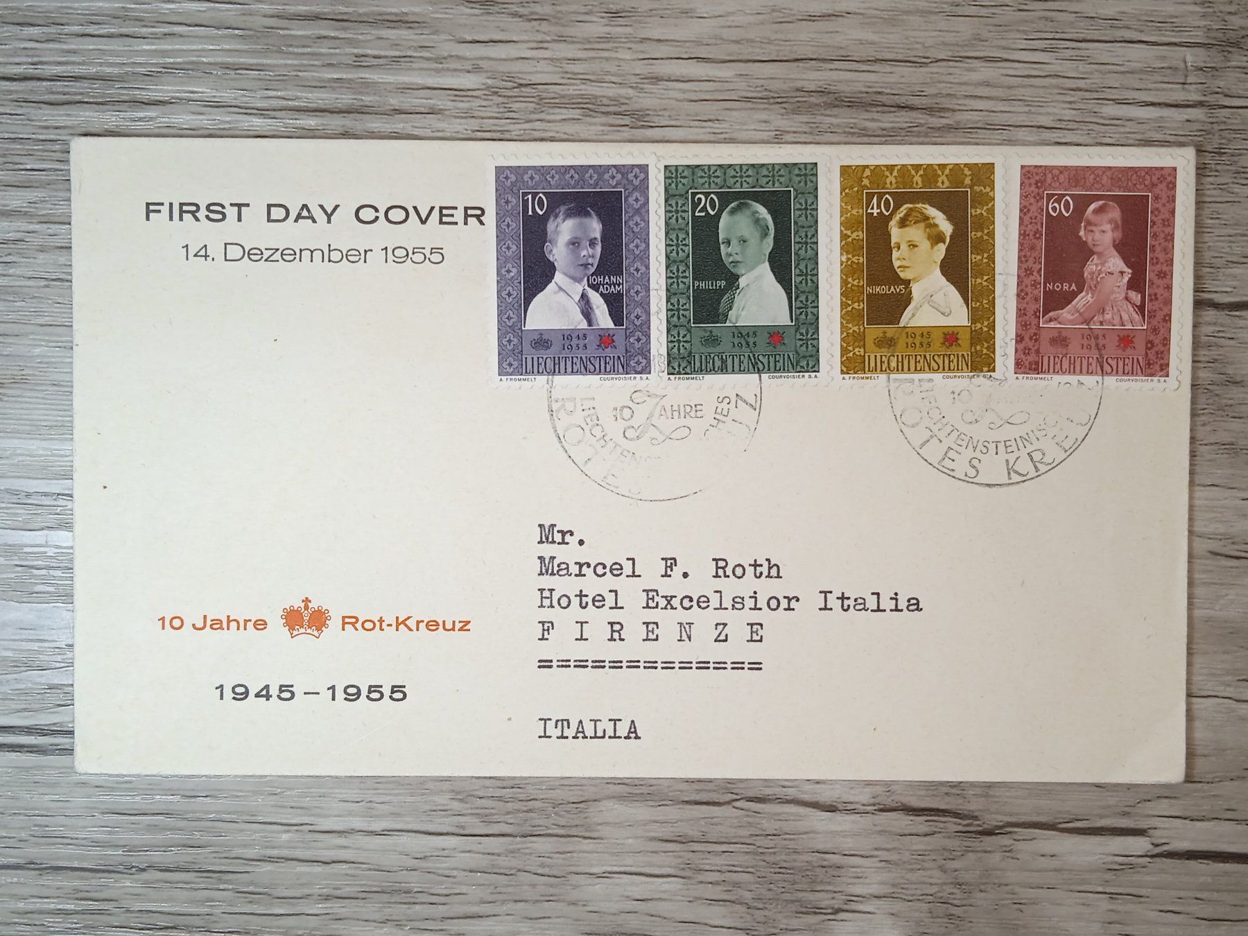 Alle Briefmarken: TR50 Enveloppe + Timbre Lichtenstein 1955 – Gebraucht aus Cousset von Patrick_Collections