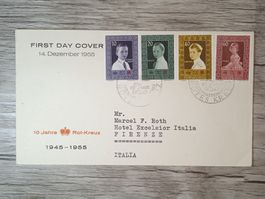 TR50 Enveloppe + Timbre Lichtenstein 1955