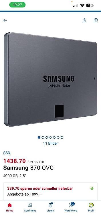 Samsung Schede di memoria: Samsung 870 QVO 4TB – Usato da Basel venduto da zar_792n