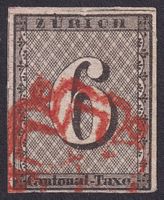2W, ZÜRICH 6, Type III, 13.Marke, vollrandig, Kat: 2300.-