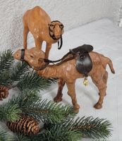 2 Vintage Kamele mit Leder überzogen