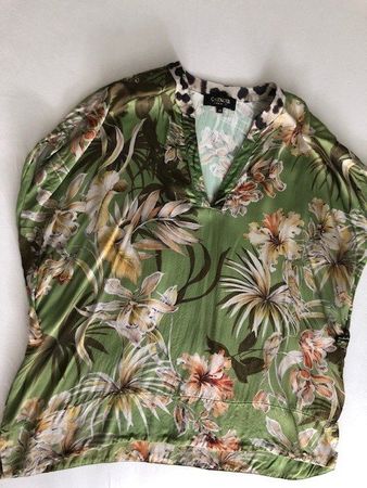 Damenbluse Gr. L, neu, Marke Catnoir, grün mit Blumenmuster