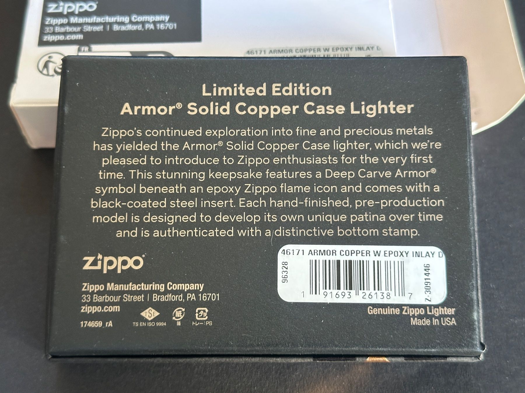 Zippo Accendini: SOLID COPPER ARMOR ZIPPO LIMITED EDITION BLACK INSERT NEU – Nuovo e nell'imballaggio originale da Untersiggenthal venduto da zippjoe 9