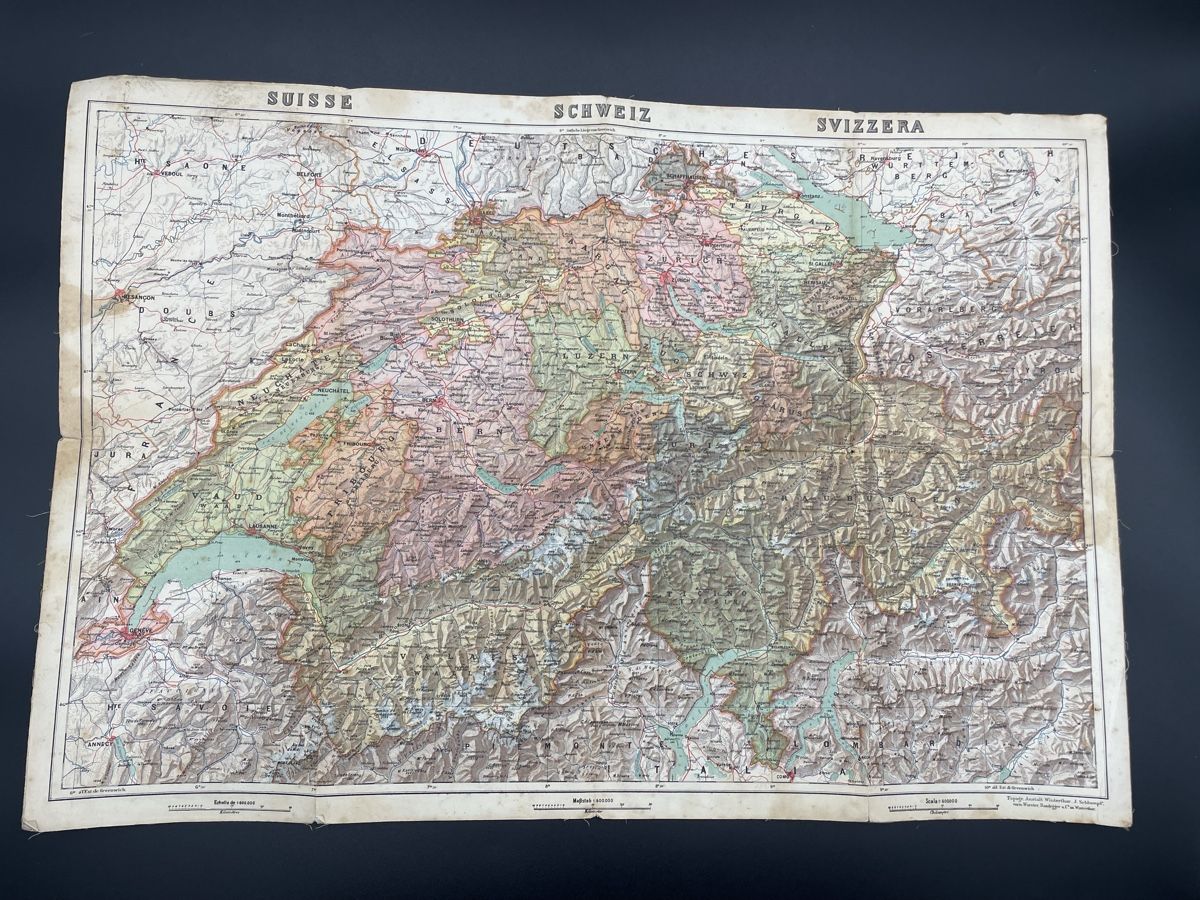 Cartine & Atlanti: Antike Schullandkarte Schweiz ca. 1920 – Usato da Baar venduto da Nini043 3