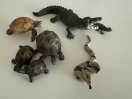 7 Schleich Tiere Krokodil Schildkröte Schlange