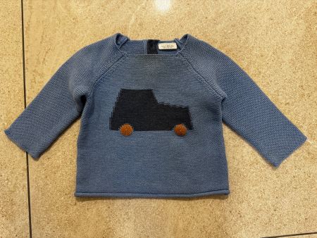 Herziger Pullover mit Auto in blau ca. Grösse 74