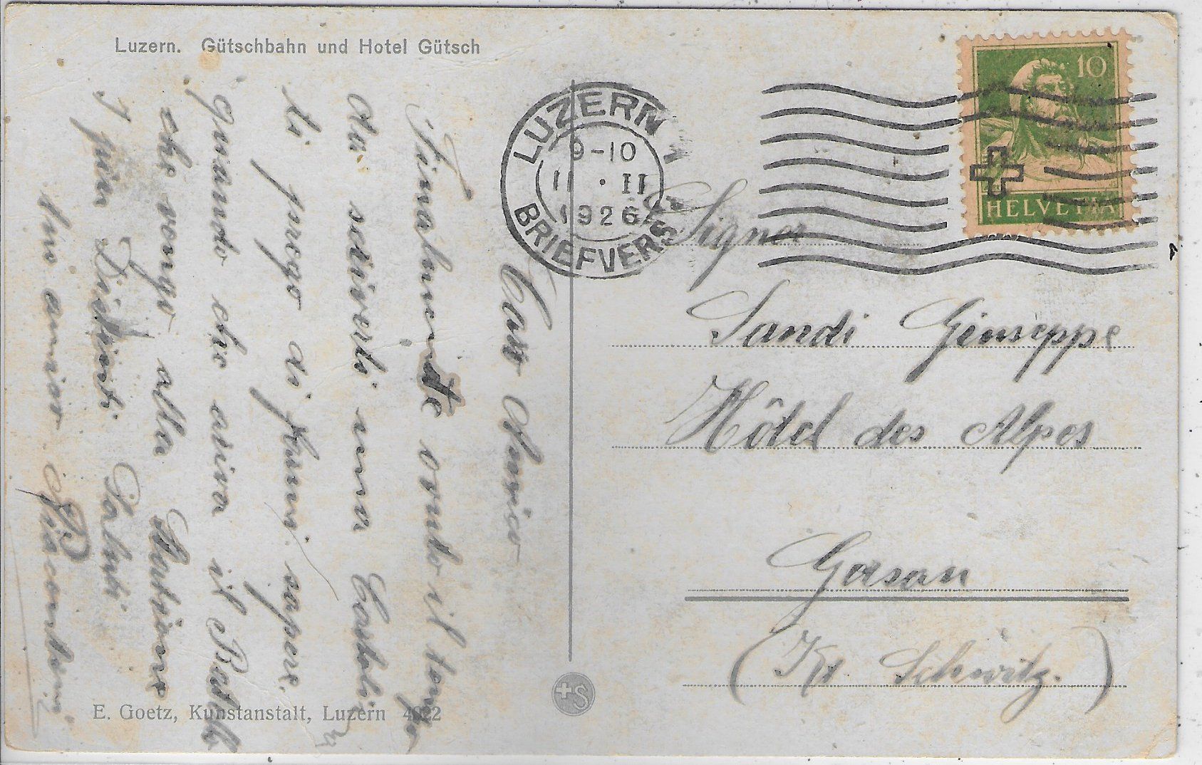Cartoline postali: Luzern - Gütschbahn unf Hotel Gütsch – Usato da Ettingen venduto da Kartenplanet 1