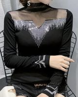 Glamour Maglione Dolcevita con strass-tg M/L-nuovo-per feste