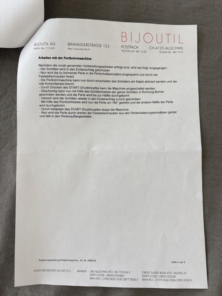 Perle (finte): Perlenbohrmaschine – Usato da Rüti ZH venduto da Hanibal56 5