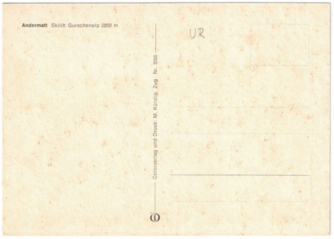 Cartoline postali: Andermatt - Skilift Gurschenalp – Usato da Binningen venduto da Mountainrider 1