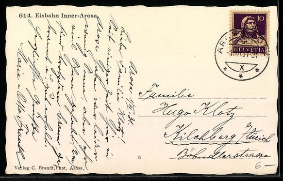 Cartoline postali: AK Arosa, Eisbahn mit Personen – Usato da Berlin venduto da bartko-reher 1