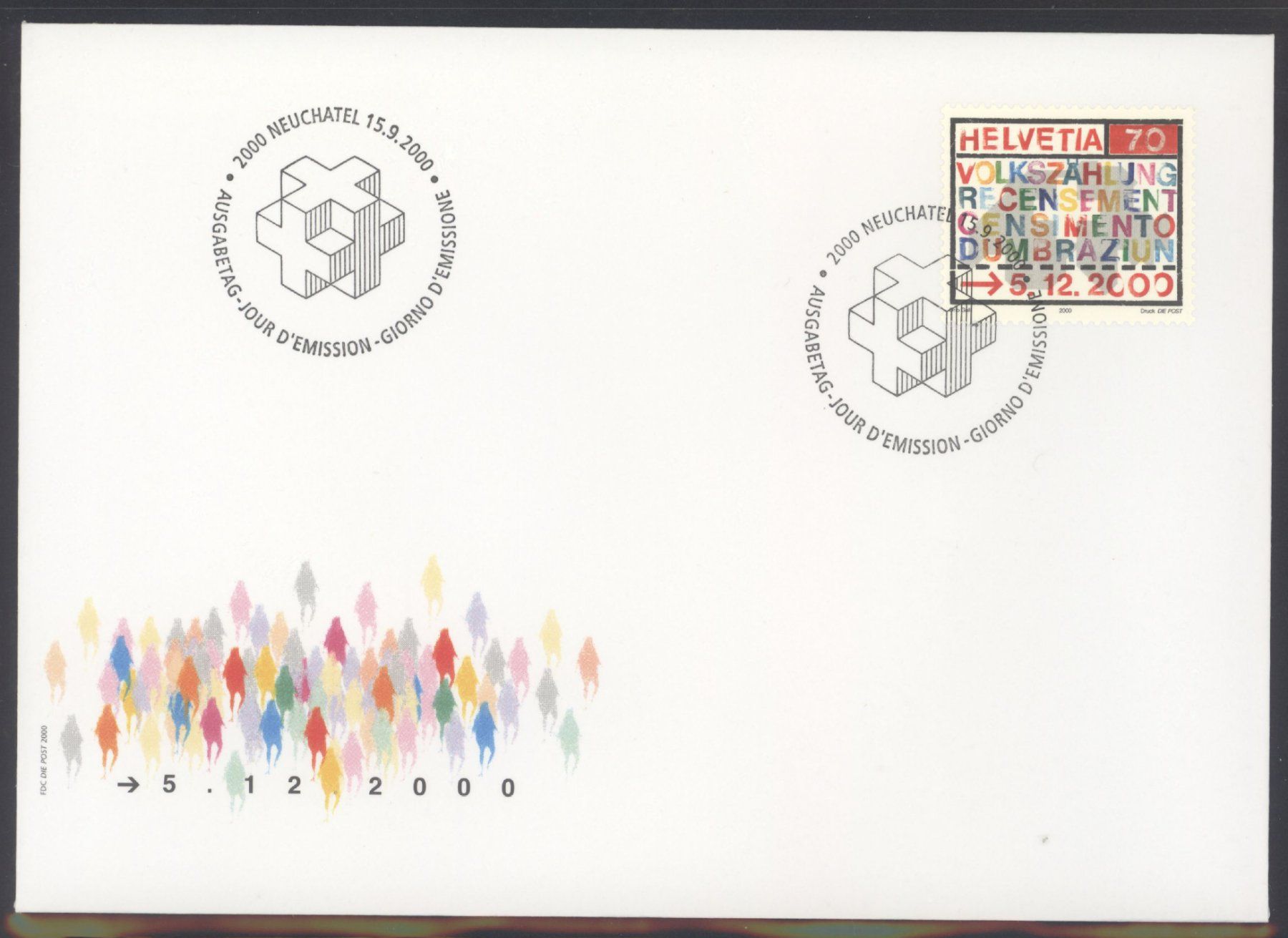Tutti i francobolli: 2000, FDC, Sondermarke Volkszählung – Usato da Willisau venduto da Vollstempel