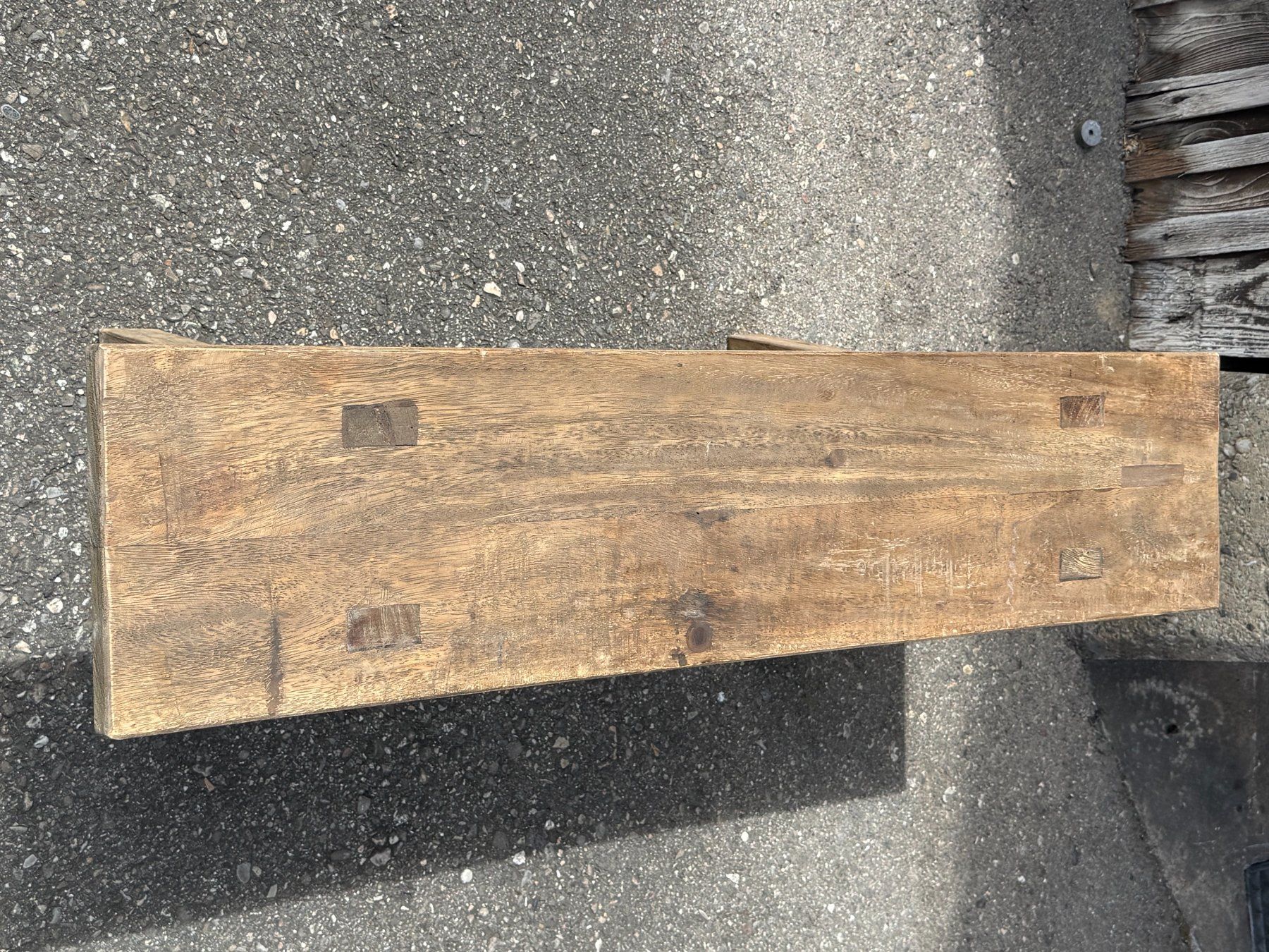 Bänke: Rustikale Holzbank, massiv, Länge 100 cm Hartholz – Gebraucht aus Koblenz von Forellenteich 2