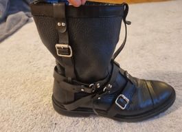 Lederstiefel schwarz mit Schnallen guter Zustand