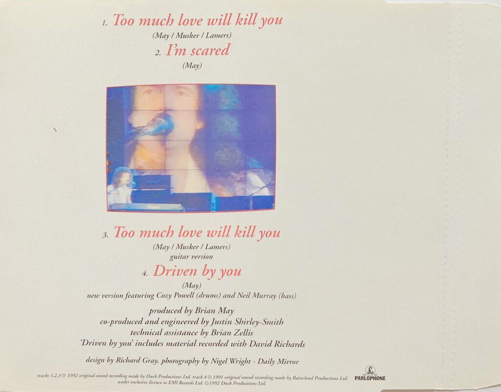 CD: QUEEN / BRIAN MAY - TOO MUCH LOVE WILL KILL YOU – Usato da Bottens venduto da hotter-than-hell 1