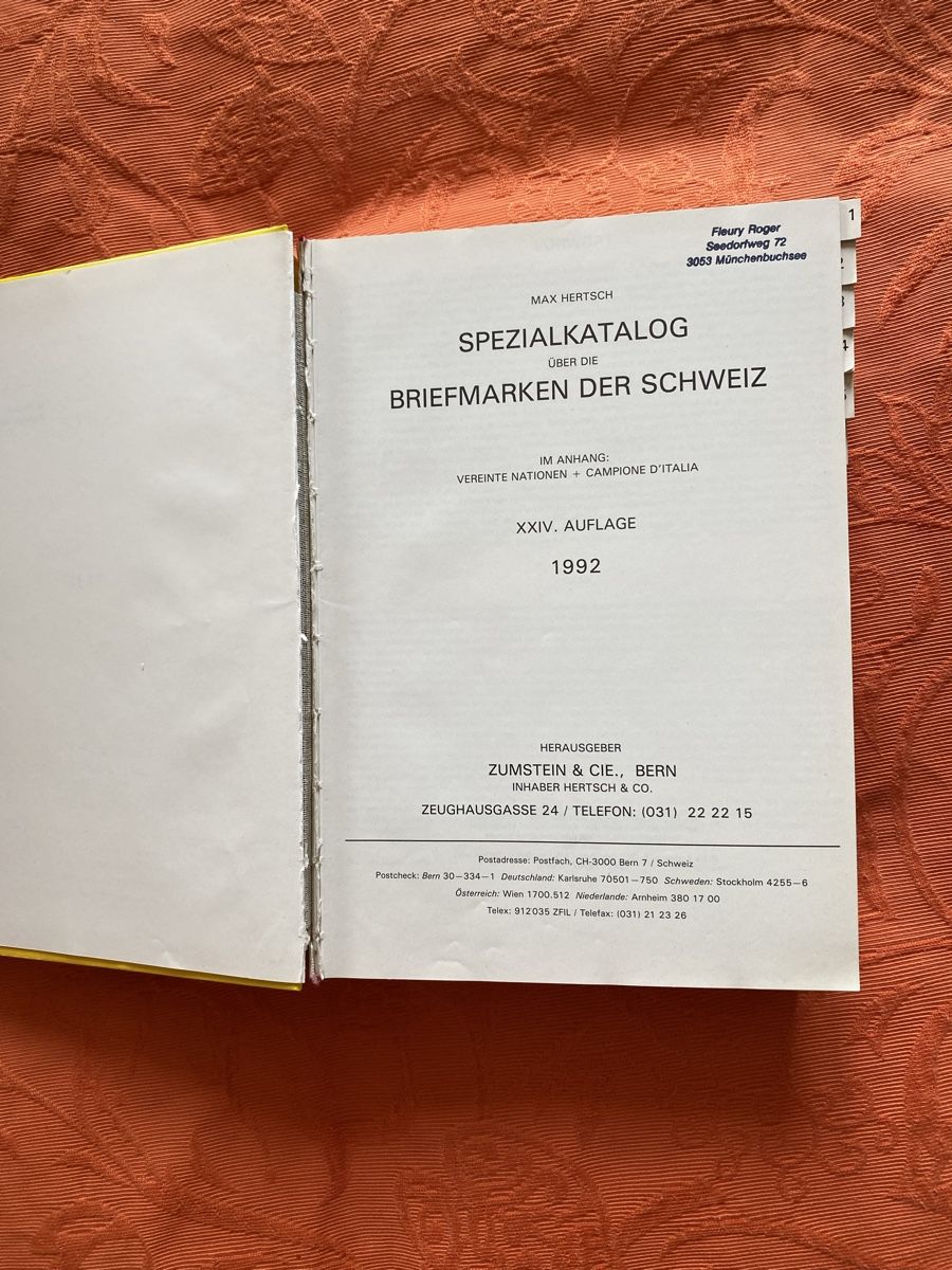 Livres: Zumstein Spezialkatalog Schweiz 1992 – D'occasion à Utzigen par Lasagne99 1