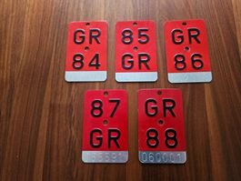 Velonummer Graubünden 84, 85, 86, 87, 88,