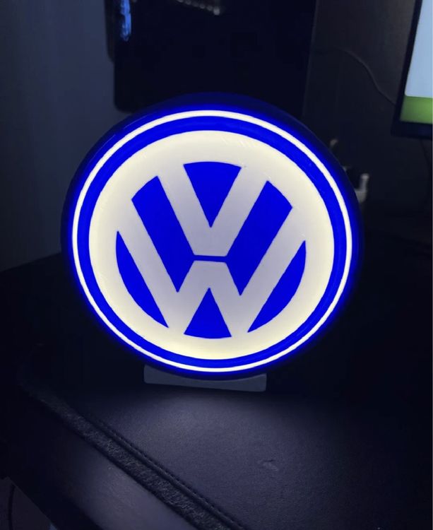 Enseigne Lumineuse Publicitaire Logo VW Volkswagen – Panneau Décoratif Style Néon Pour Garage Ou Déco Murale