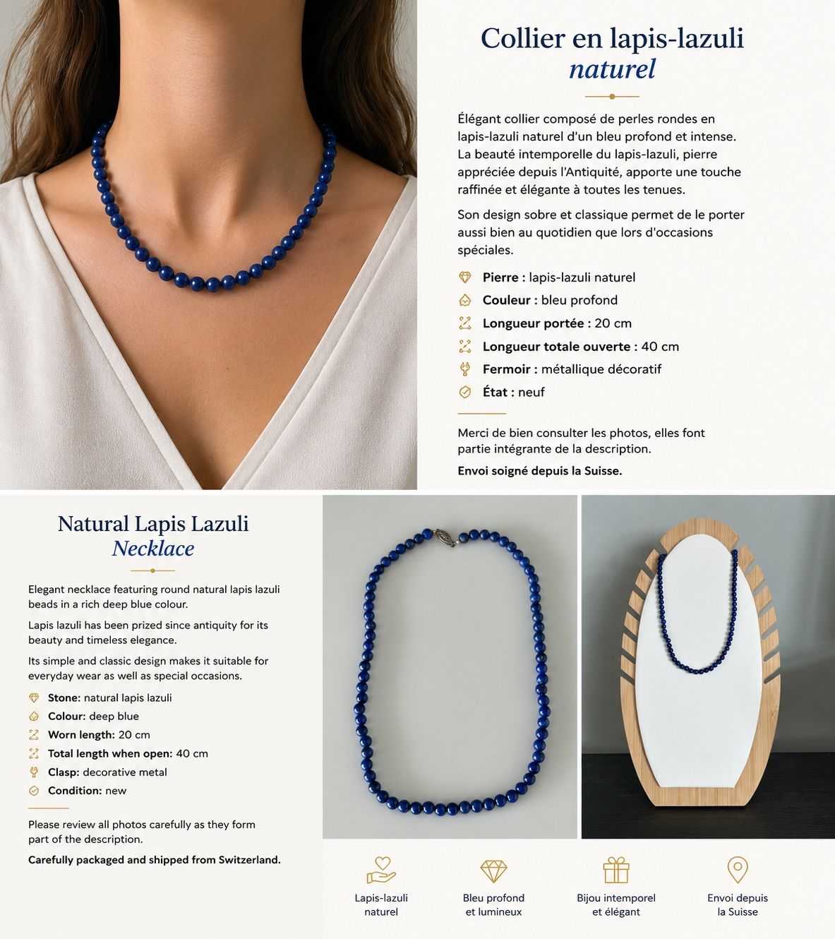 Catenine: Lot de 2 colliers en pierres naturelles bleues – Nuovo (secondo la descrizione) da Neuchâtel venduto da izo_55gm 1