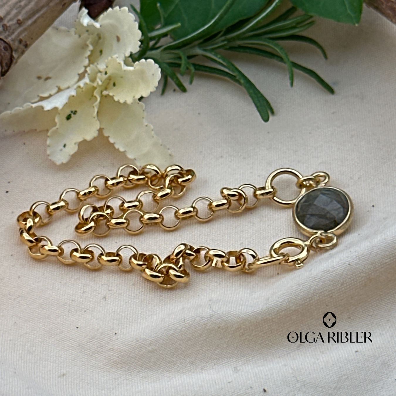 Olga Ribler Bracciali & Braccialetti: Silberarmband mit Labradorit, vergoldet – Nuovo (secondo la descrizione) da Luzern venduto da MonikaS03 2