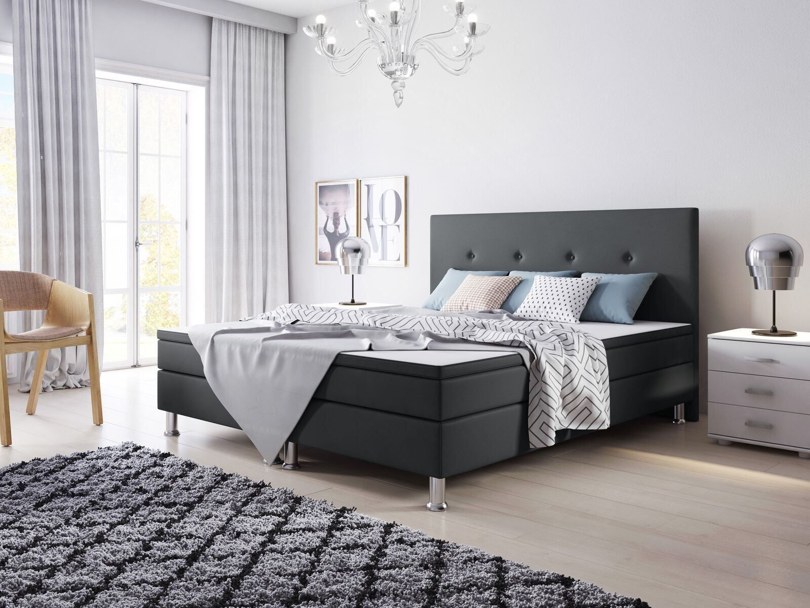 Betten: Boxspringbett 180x200 Anthrazit Doppelbett Bett Hotelbett – Neu und originalverpackt aus Wallenwil von toesstal-vertrieb 5