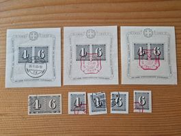 CH-Briefmarken Block 1943 + Ausschnitte Karte D10 gem. Bild