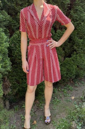 Glamour Set di Seta 100%-tgS/M-panloni- gonna e camicia 